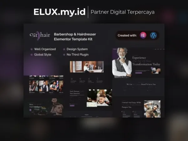 Tampilan Cuthair Barbershop Hairdresser Elementor Pro Template Kit Lifetime