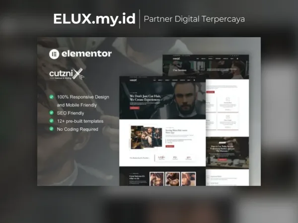 Tampilan Cutznix Barbershop Hair Salon Elementor Template Kit Lifetime