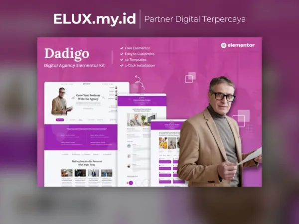 Tampilan Dadigo Digital Agency Elementor Template Kit Lifetime Unlimited Domain