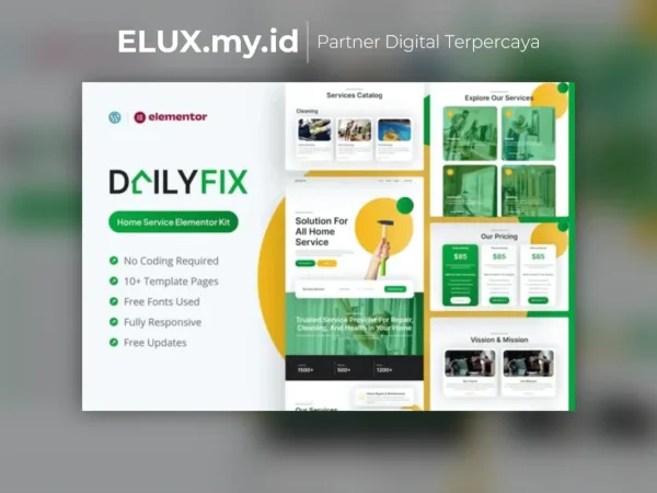 Foto Asli Dailyfix Home Service Elementor Template Kit Lifetime Unlimited Domain