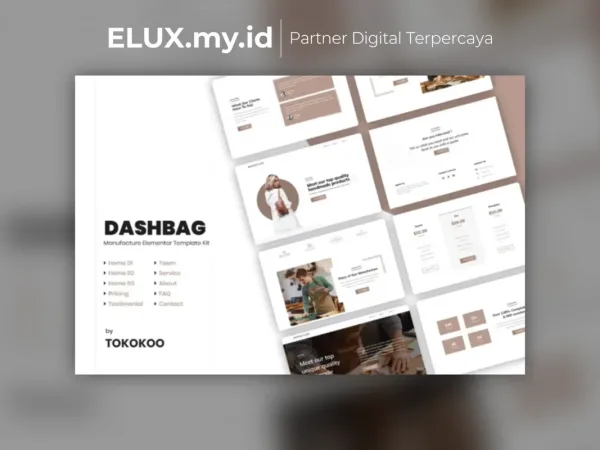 Foto Asli Dashbag Fashion Store Elementor Template Kit Lifetime Unlimited Domain