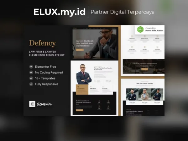 Lisensi Resmi Defency Law Firm Lawyer Elementor Template Kit Lifetime Unlimited