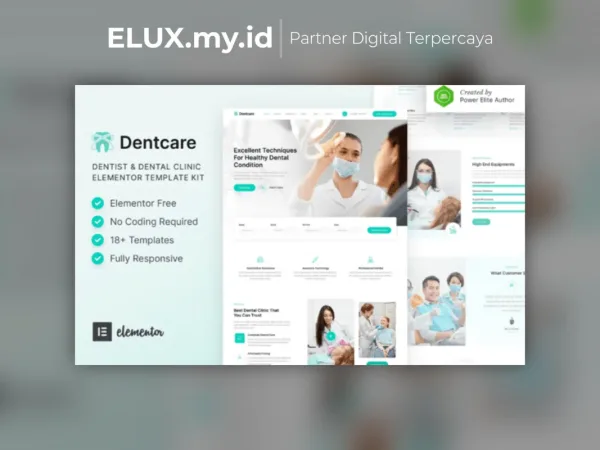 Marketplace Theme, Plugin & Template WordPress Premium Lisensi Resmi Dentcare Dentist Dental Clinic Elementor Template Kit Lifetime