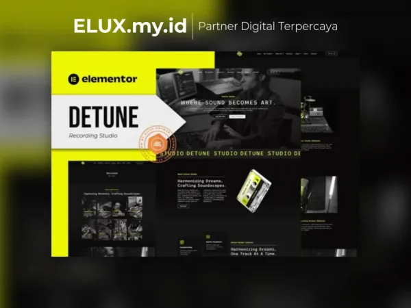 Detail Produk Detune Recording Studio Elementor Pro Template Kit Lifetime