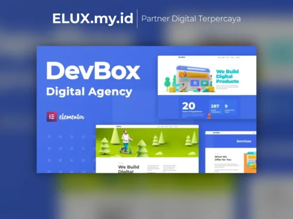 Tampilan Devbox Creative Digital Agency Elementor Template Kit Lifetime