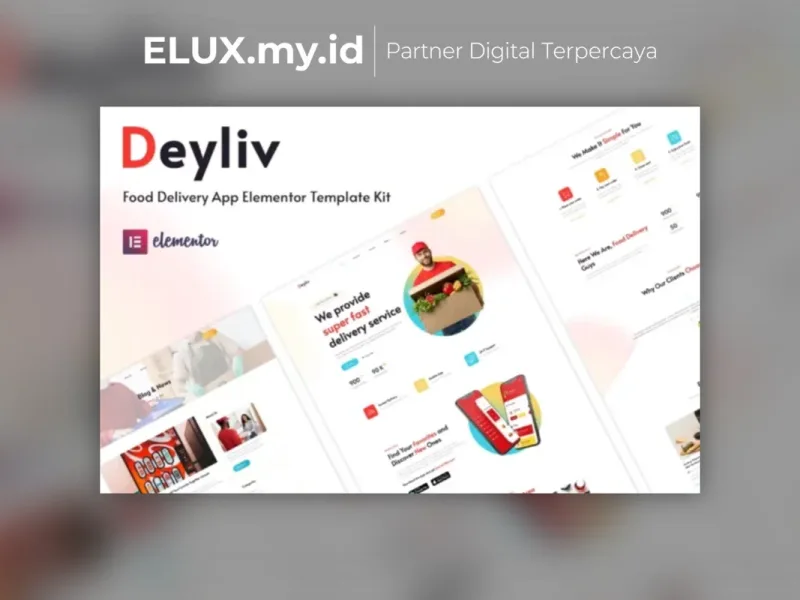 Detail Produk Deyliv Food Delivery App Elementor Template Kit Lifetime