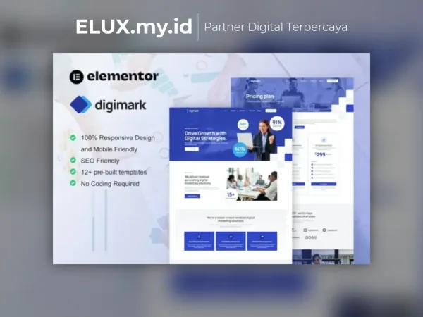 Tampilan Digimark Digital Marketing Agency Elementor Pro Template Kit Lifetime