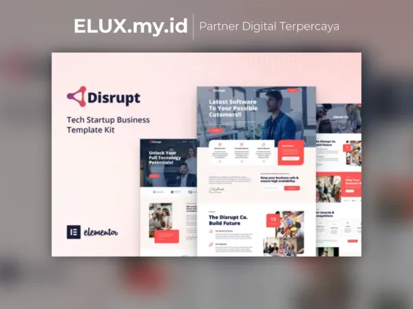 Detail Produk Disrupt Tech Startup Business Elementor Template Kit Lifetime