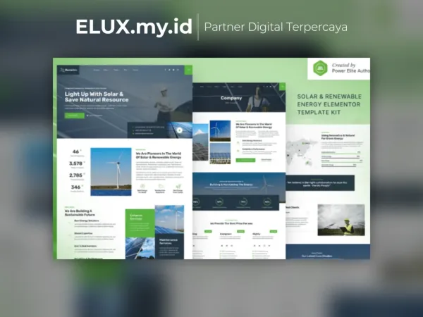 Detail Produk Dometric Solar Renewable Energy Elementor Template Kit Lifetime