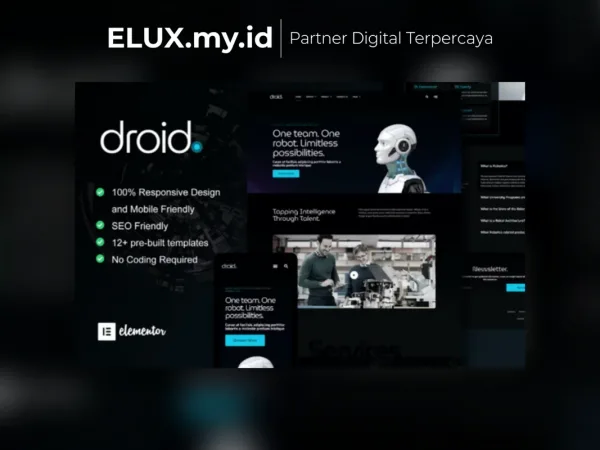 Detail Produk Droid Robotics Technology Services Elementor Template Kit