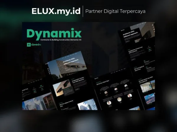 Tampilan Dynamix Architecture Elementor Template Kit Lifetime Unlimited Domain
