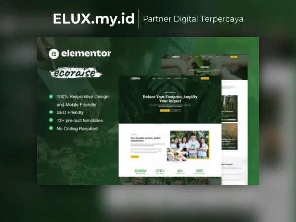Jual Ecoraise Environmental Charity Nonprofit Elementor Template Kit Lifetime