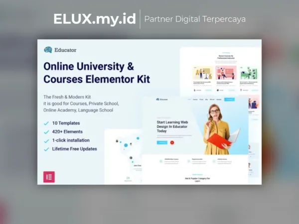 Jual Educator Online University Courses Elementor Template Kit Lifetime
