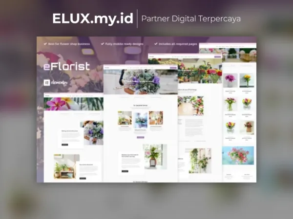 Foto Asli Eflorist Flower Boutique Decoration Elementor Template Kit Lifetime