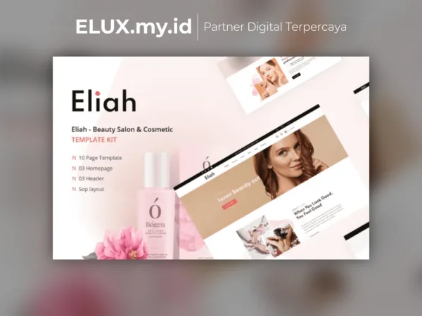 Tampilan Eliah Beauty Salon Cosmetic Elementor Template Kit Lifetime Unlimited