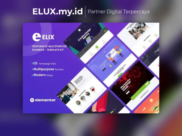 Tampilan Elix Responsive Multipurpose Creative Business Template Kit Lifetime