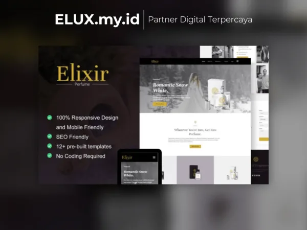 Tampilan Elixir Perfume Maker Elementor Template Kit Lifetime Unlimited Domain