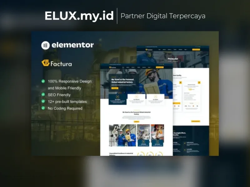 Tampilan Factura Industry Manufacturing Elementor Template Kit Lifetime