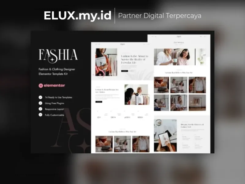 Jual Fashia Fashion Clothing Designer Elementor Template Kit Lifetime Unlimited