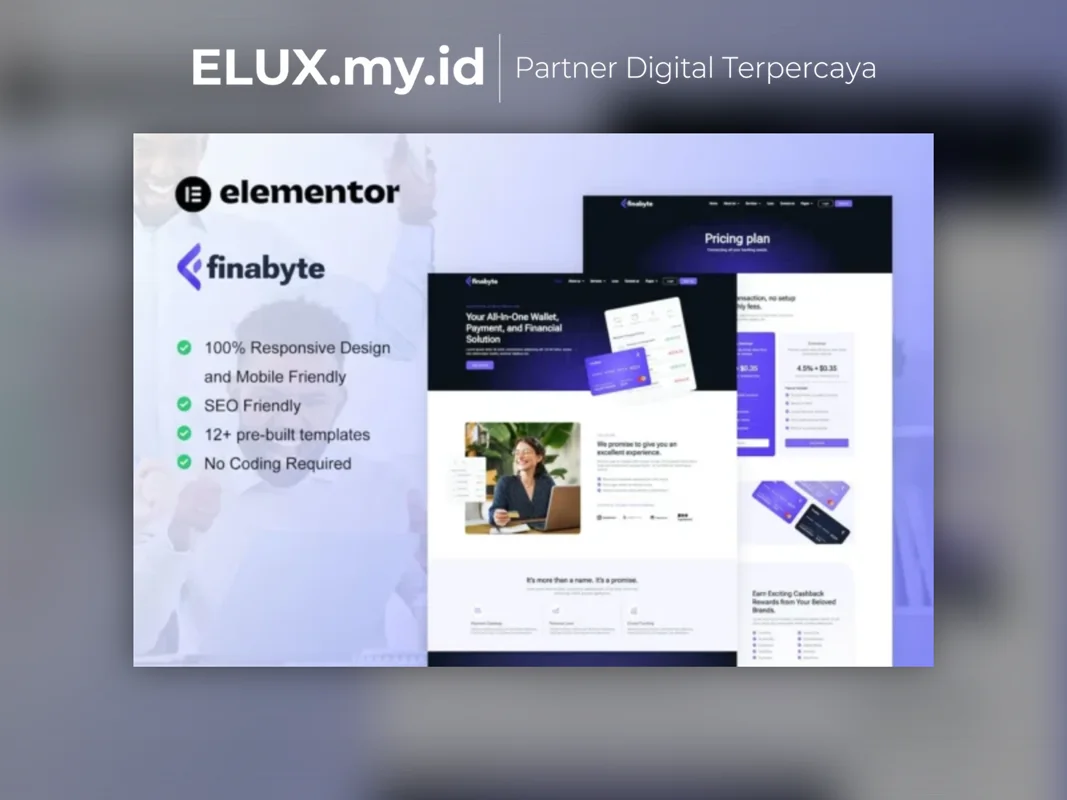 Marketplace Theme, Plugin & Template WordPress Premium Foto Asli Finabyte Saas Fintech Startup Elementor Template Kit Lifetime
