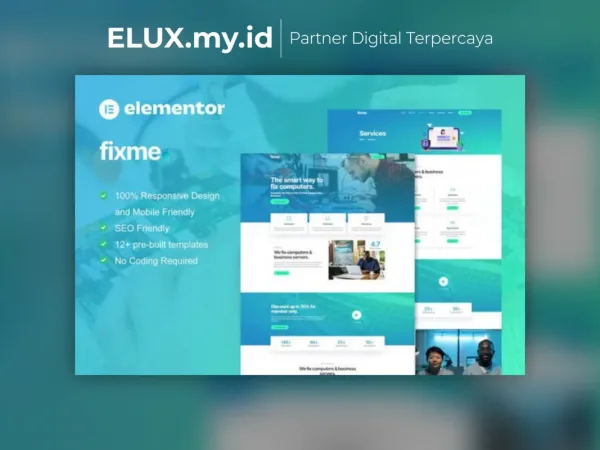 Detail Produk Fixme Computer Repair Service Elementor Template Kit Lifetime