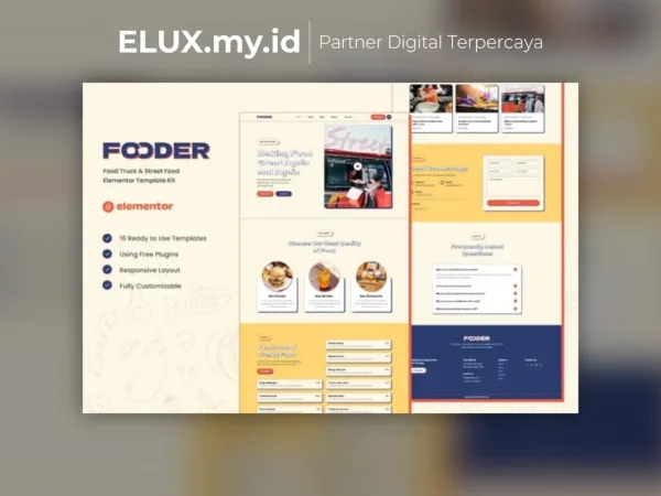 Detail Produk Fooder Food Truck Street Food Elementor Template Kit Lifetime