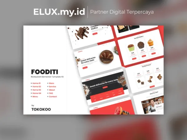 Lisensi Resmi Fooditi Restaurant Cafe Elementor Template Kit Lifetime Unlimited