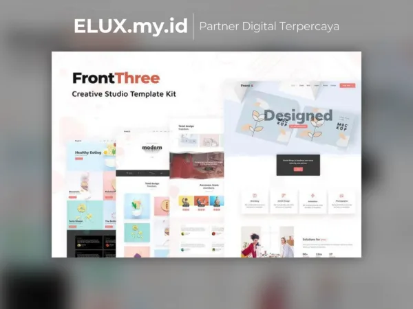 Tampilan Frontthree Creative Studio Template Kit Lifetime Unlimited Domain