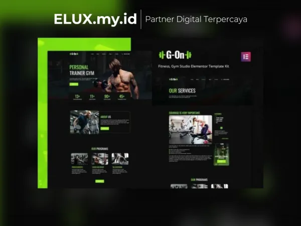 Tampilan G On Fitness Gym Elementor Template Kit Lifetime Unlimited Domain