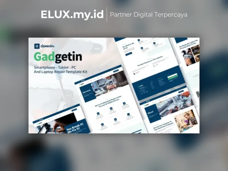 Tampilan Gadgetin Smartphone Computer Repair Elementor Template Kit Lifetime