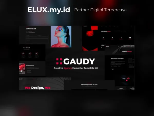 Lisensi Resmi Gaudy Dark Digital Agency Elementor Template Kit Lifetime