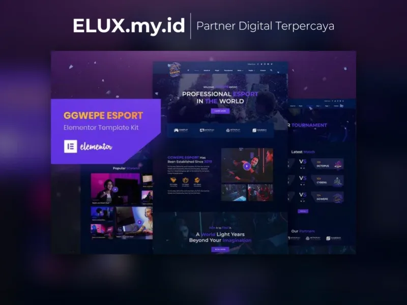 Tampilan Ggwepe Esports Gaming Elementor Template Kit Lifetime Unlimited Domain