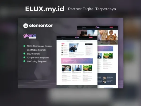 Jual Glamz News Magazine Elementor Template Kit Lifetime Unlimited Domain