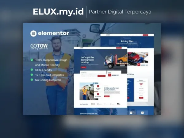 Foto Asli Gotow Towing Services Elementor Template Kit Lifetime Unlimited Domain