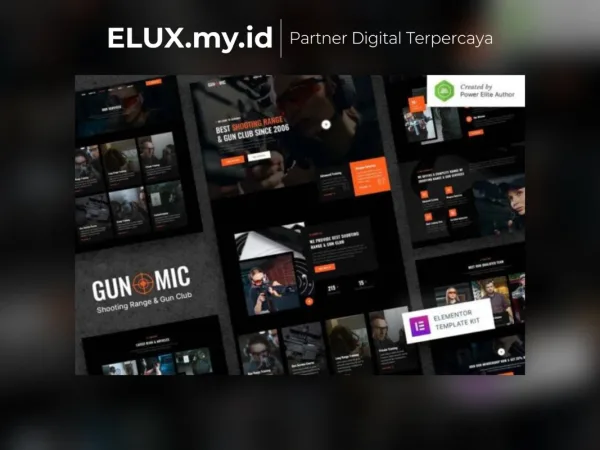 Tampilan Gunomic Shooting Range Gun Club Elementor Template Kit Lifetime