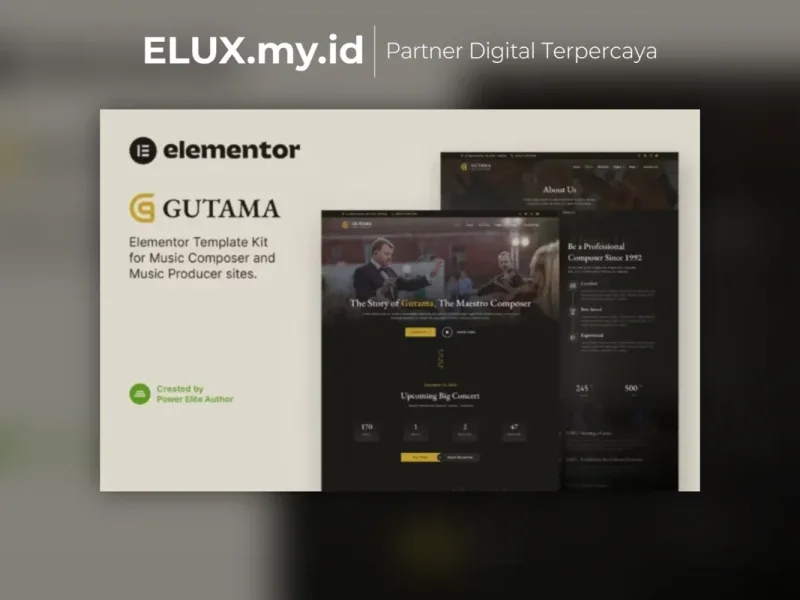 Gutama Music Composer Producer Elementor Template Detail Produk Gutama Music Composer Producer Elementor Template Kit Lifetime