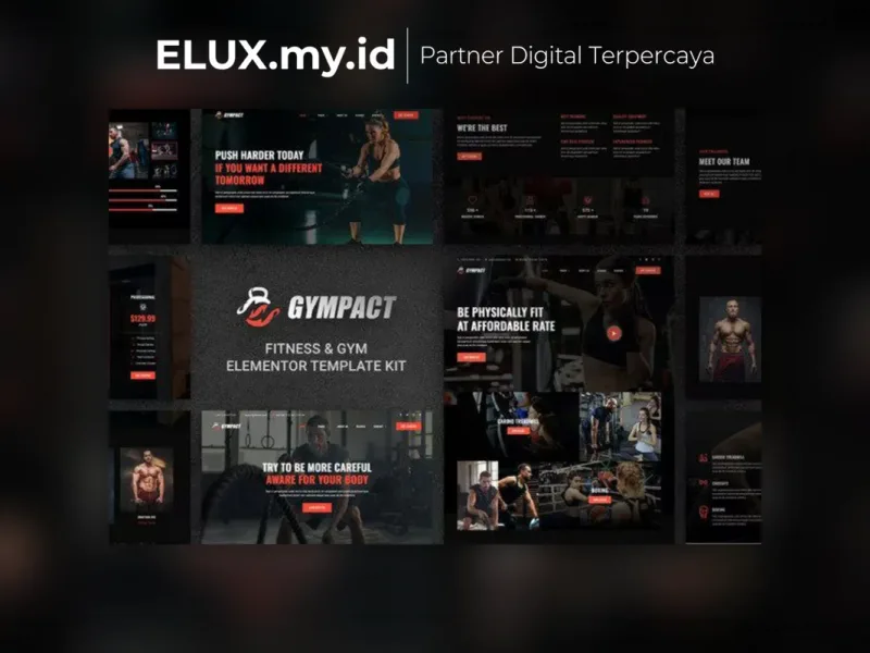 Foto Asli Gympact Fitness Gym Elementor Template Kit Lifetime Unlimited Domain