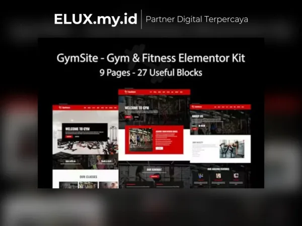 Tampilan Gymsite Gym Fitness Elementor Template Kit Lifetime Unlimited Domain