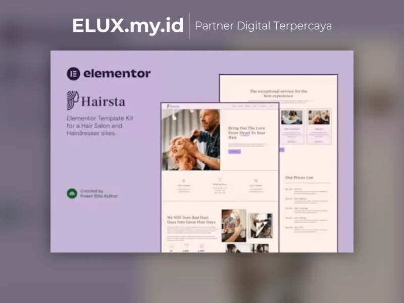 Jual Hairsta Hair Salon Hairdresser Elementor Template Kit Lifetime Unlimited