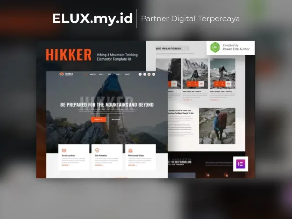 Foto Asli Hikker Hiking Mountain Trekking Elementor Template Kit Lifetime