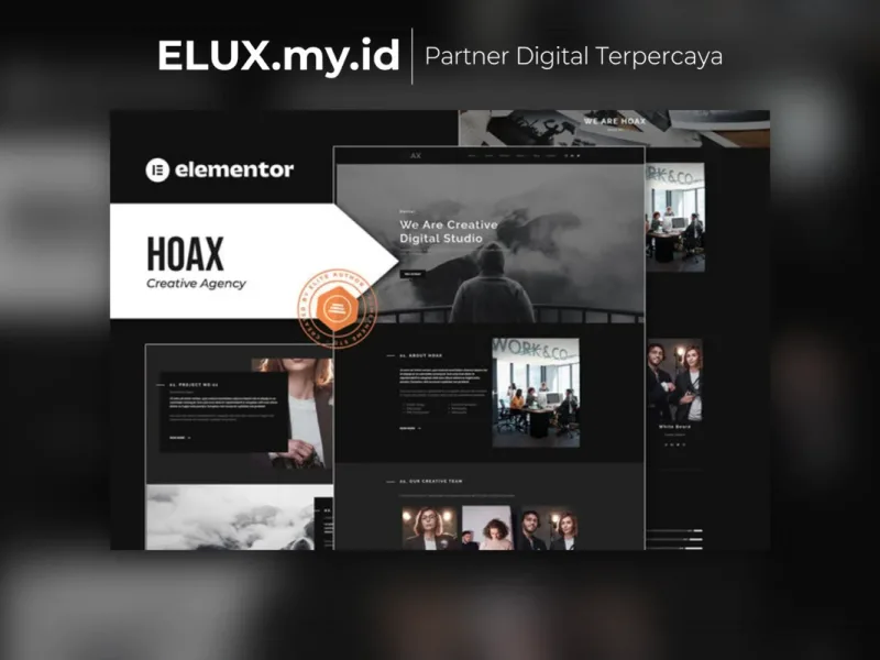 Detail Produk Hoax Creative Agency Elementor Template Kit Lifetime Unlimited