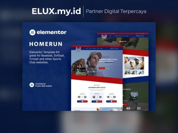 Tampilan Homerun Baseball Team Sports Club Elementor Template Kit Lifetime