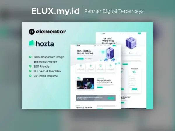 Foto Asli Hozta Web Hosting Service Elementor Template Kit Lifetime Unlimited