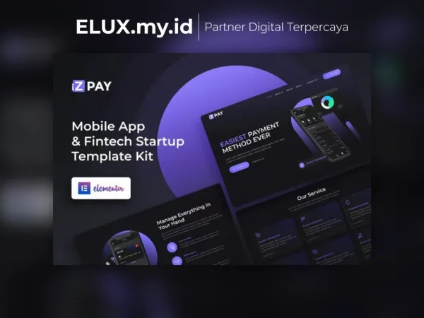 Foto Asli Izpay Mobile App Fintech Startup Elementor Template Kit Lifetime