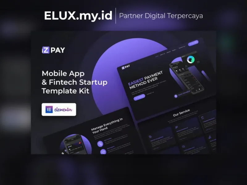 Izpay Mobile App Fintech Startup Elementor Foto Asli Izpay Mobile App Fintech Startup Elementor Template Kit Lifetime