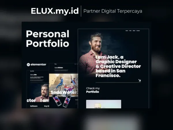 Tampilan Jack Dir Personal Design Portfolio Elementor Template Kit Lifetime