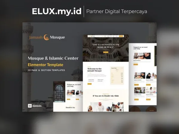 Foto Asli Jamaah Mosque Islamic Center Elementor Template Kit Lifetime