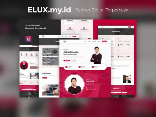 Tampilan Jc Cv Resume Elementor Template Kit Lifetime Unlimited Domain