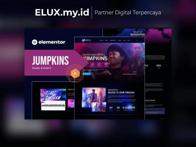 Lisensi Resmi Jumpkins Music Event Elementor Template Kit Lifetime Unlimited