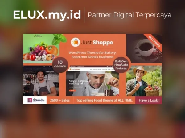 Lisensi Resmi Justshoppe Elementor Cake Bakery Food Wordpress Theme